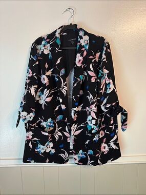 Lane Bryant Black Jacket with Pink and Teal Floral Print Size 18/20
